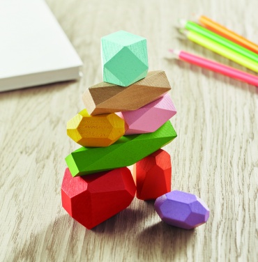 Logo trade advertising products picture of: 8 stacking wood rocks in pouch